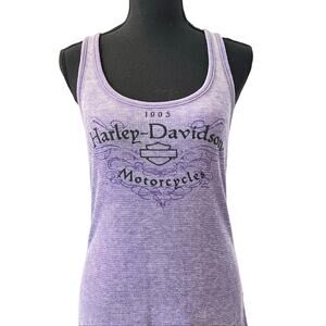Harley Davidson Waffle Weave Racerback Tank Top Women's L Purple Motorcycle MO